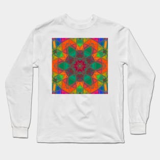 Mosaic Kaleidoscope Flower Rainbow Long Sleeve T-Shirt